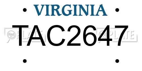 TAC2647 Virginia License Plate