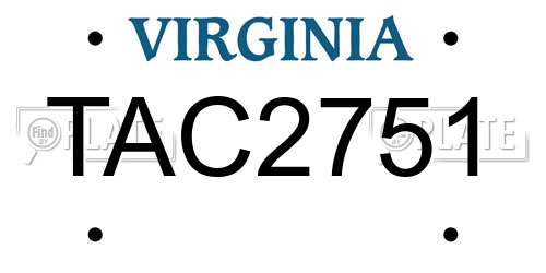 TAC2751 Virginia License Plate