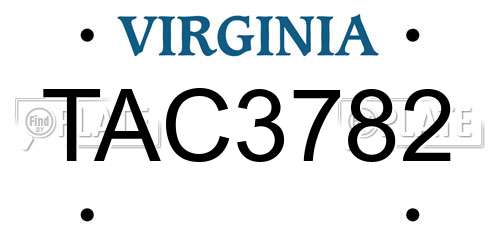TAC3782 Virginia License Plate