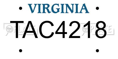 TAC4218 Virginia License Plate