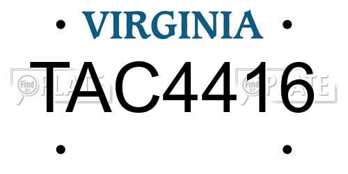 TAC4416 Virginia License Plate