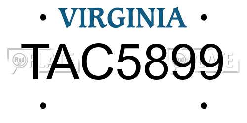 TAC5899 Virginia License Plate