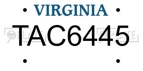 TAC6445 Virginia License Plate