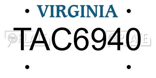 TAC6940 Virginia License Plate