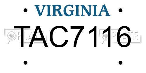 TAC7116 Virginia License Plate