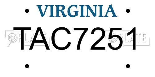 TAC7251 Virginia License Plate