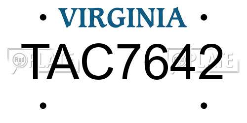 TAC7642 Virginia License Plate