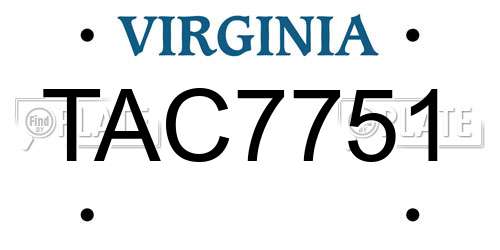 TAC7751 Virginia License Plate