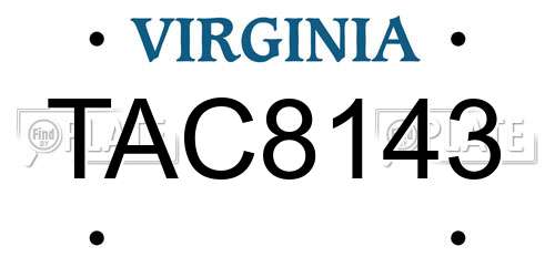 TAC8143 Virginia License Plate