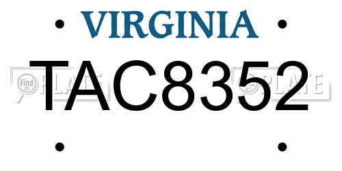 TAC8352 Virginia License Plate