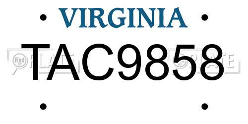TAC9858 Virginia License Plate