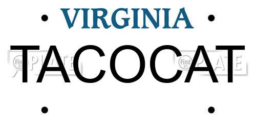 TACOCAT Virginia License Plate