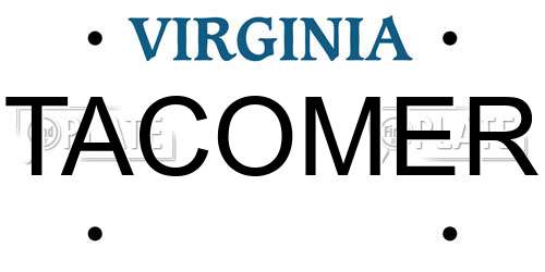 TACOMER Virginia License Plate