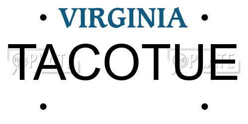 TACOTUE Virginia License Plate