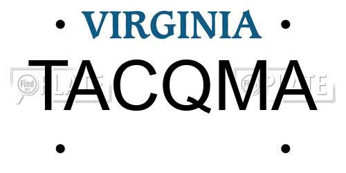 TACQMA Virginia License Plate