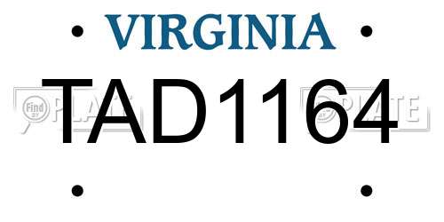 TAD1164 Virginia License Plate