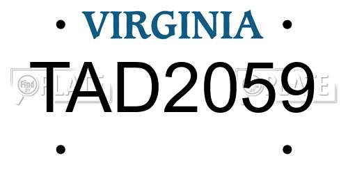 TAD2059 Virginia License Plate