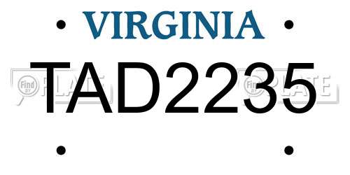 TAD2235 Virginia License Plate
