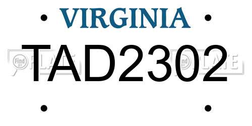TAD2302 Virginia License Plate