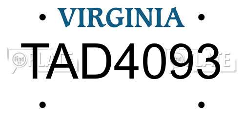 TAD4093 Virginia License Plate
