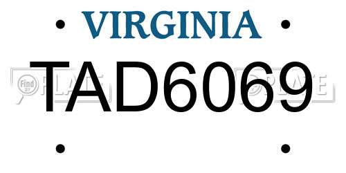 TAD6069 Virginia License Plate