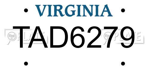 TAD6279 Virginia License Plate