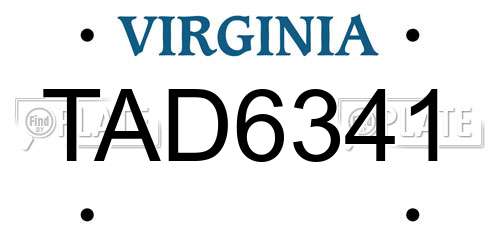 TAD6341 Virginia License Plate