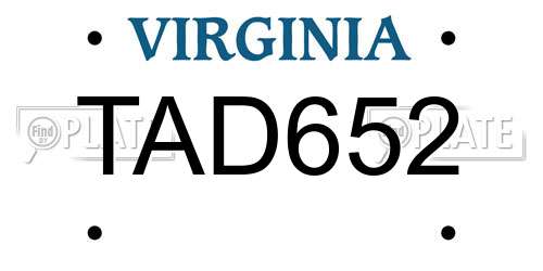 TAD652 Virginia License Plate