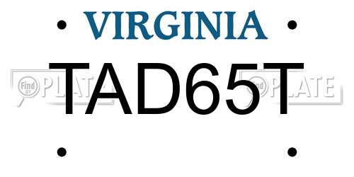 TAD65T Virginia License Plate