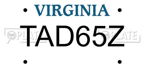 TAD65Z Virginia License Plate