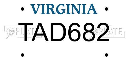 TAD682 Virginia License Plate
