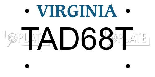 TAD68T Virginia License Plate
