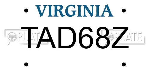 TAD68Z Virginia License Plate
