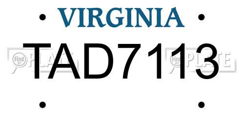 TAD7113 Virginia License Plate