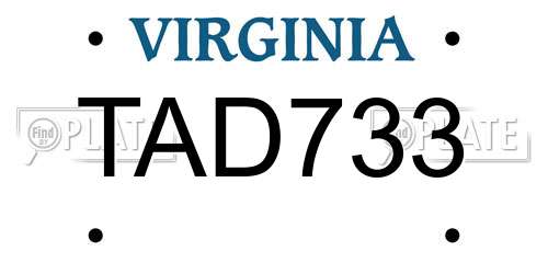 TAD733 Virginia License Plate