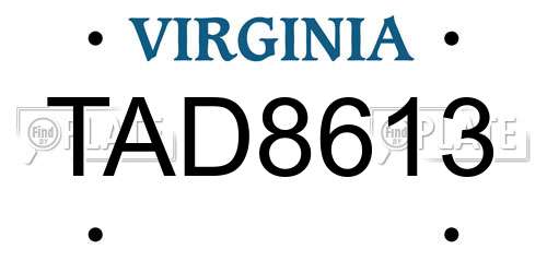 TAD8613 Virginia License Plate