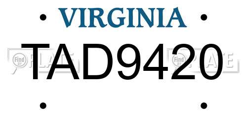 TAD9420 Virginia License Plate