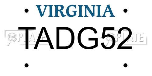 TADG52 Virginia License Plate