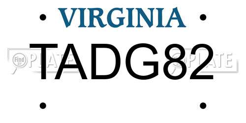 TADG82 Virginia License Plate