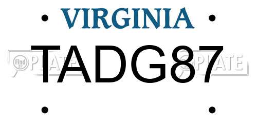 TADG87 Virginia License Plate