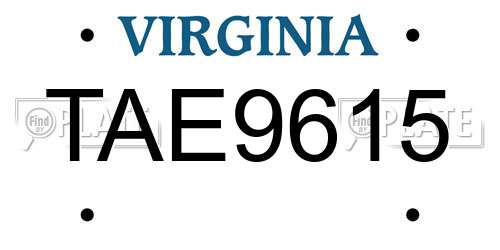 TAE9615 Virginia License Plate