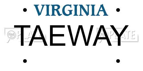 TAEWAY Virginia License Plate