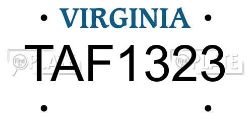 TAF1323 Virginia License Plate