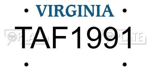 TAF1991 Virginia License Plate
