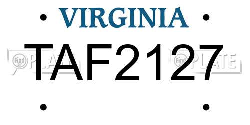 TAF2127 Virginia License Plate