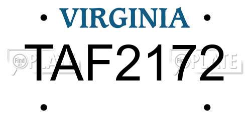 TAF2172 Virginia License Plate