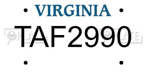 TAF2990 Virginia License Plate