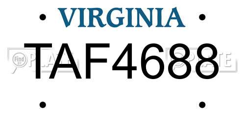 TAF4688 Virginia License Plate