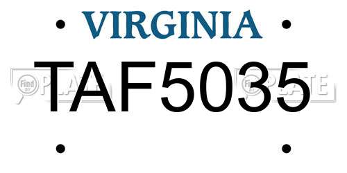 TAF5035 Virginia License Plate