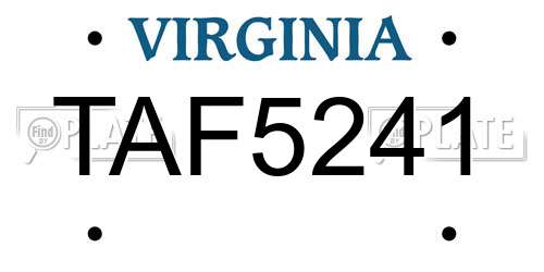 TAF5241 Virginia License Plate